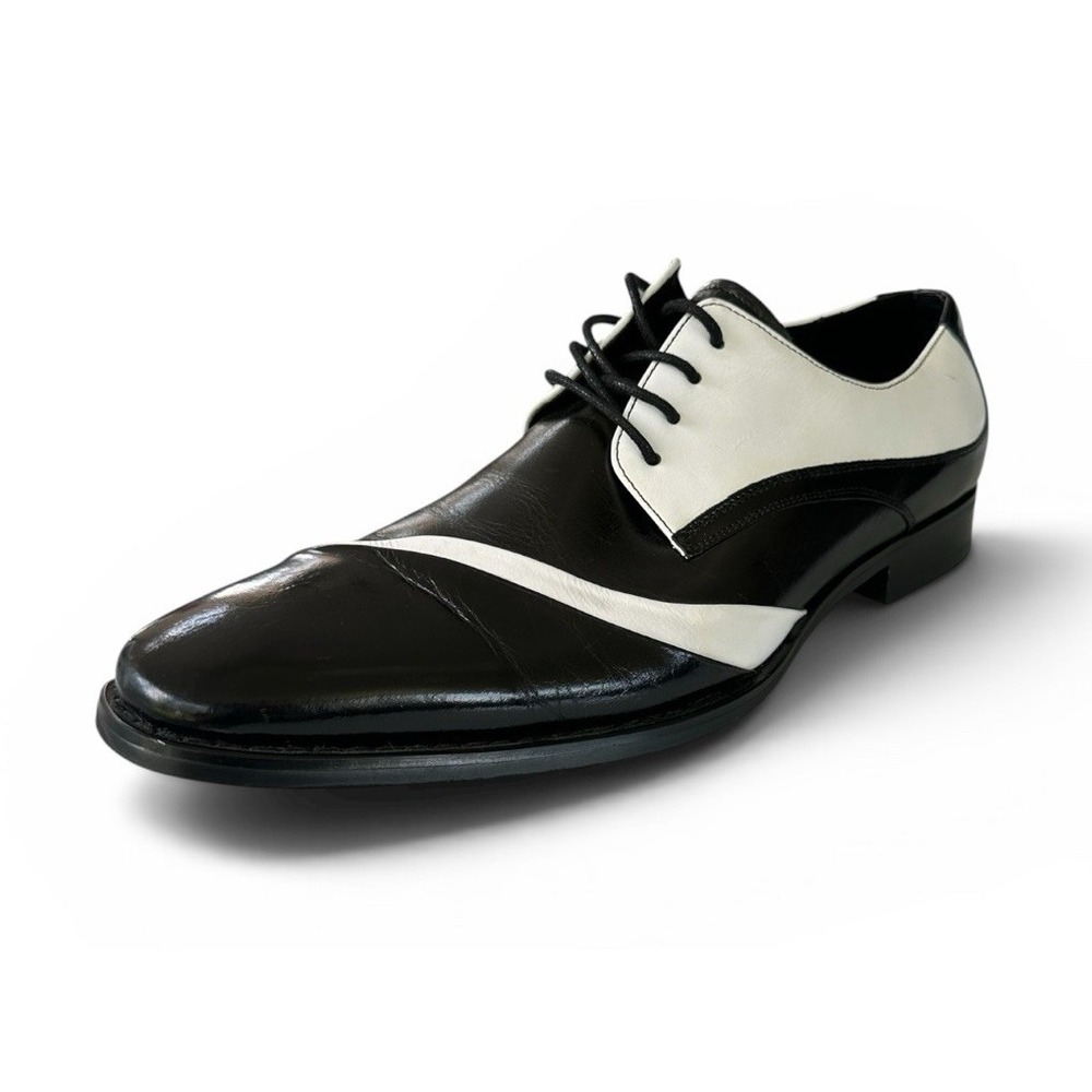 Stacy Adams Retro Black White Leather Oxford Lace Men's Dress Shoes Size 10M